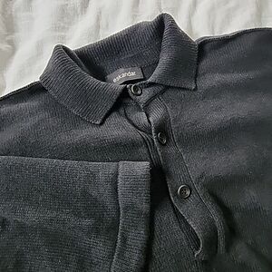 Eskandar Maldives Cashmere Silk Collared Pullover Sweater O/S Black Scotland